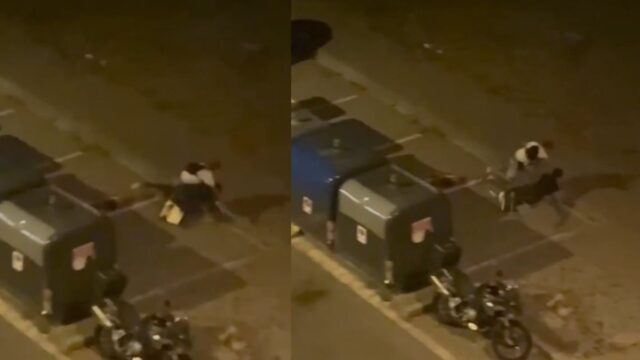 Imatge de la baralla del veí afectat amb el lladre del seu vehicle (Sergi Fabri, via xarxes socials)