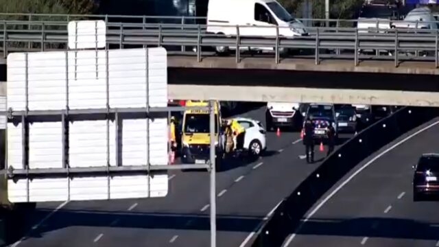 Imatge de l'accident a la C-35, al seu pas per Vidreres (Trànsit)